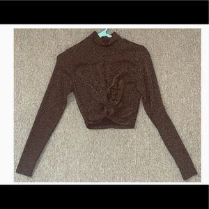 Sparkly Turtle Neck Crop Top from Forever21